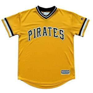 Pittsburgh Pirates Youth L 14/16 ≈ Women’s S Majestic Cool Base Jersey Yellow